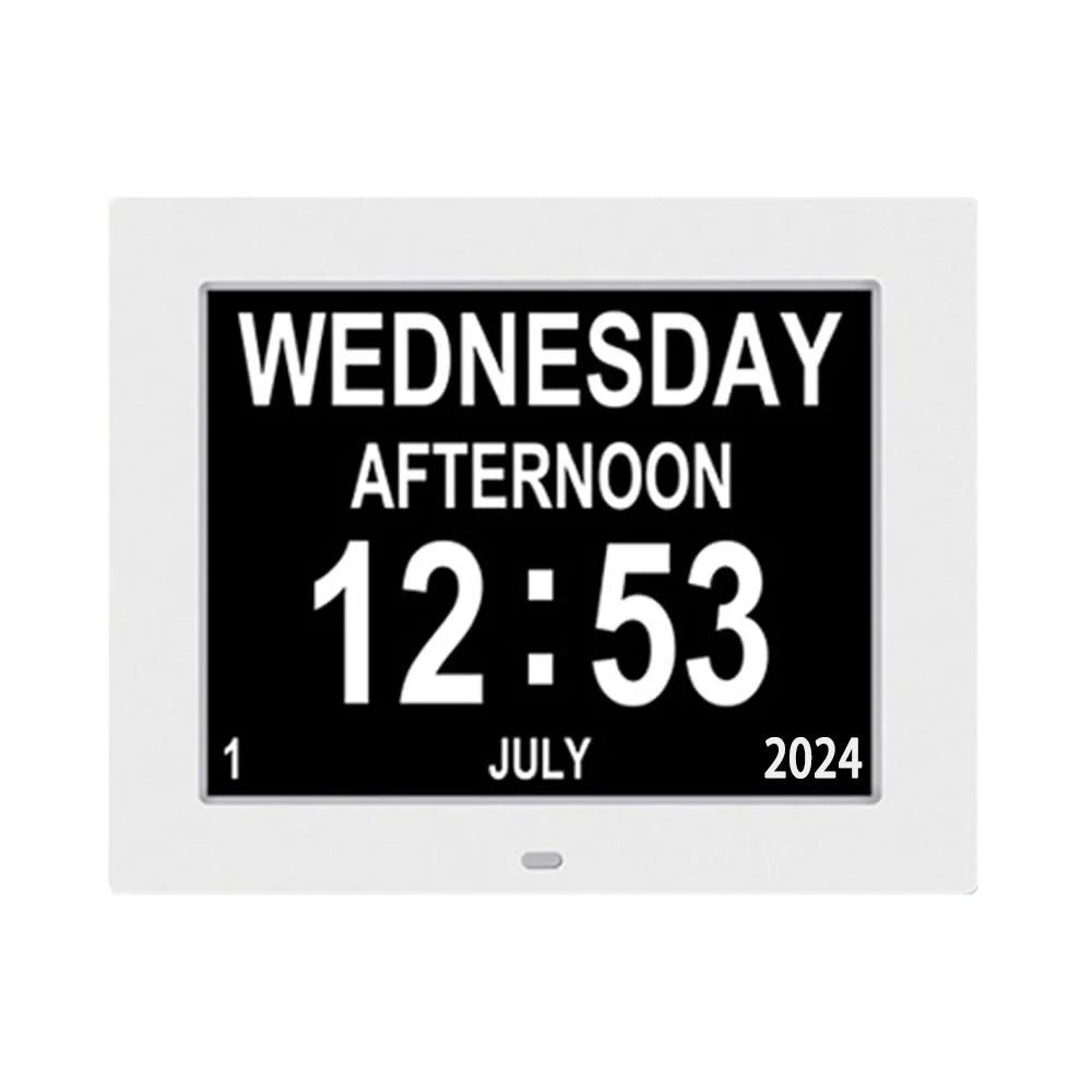 Large Digital Alarms Calendar Clock: Large Display with Customizable Alarms. Useful Medicine Time Reminder for Elderly, Multi-Language