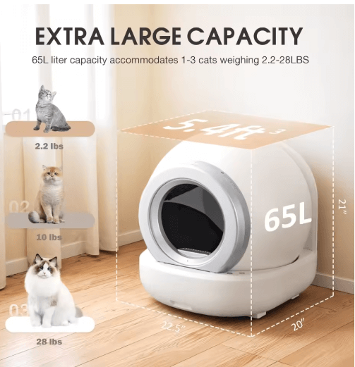 Self Cleaning Cat Litter Box - Automatic Cat Litter Box, App-Controlled, Large & Quiet