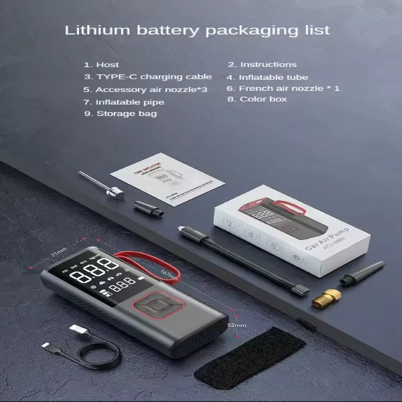 Automatic Tire Pump for Car, Bike, Ball, 150PSI + LED light and SOS light