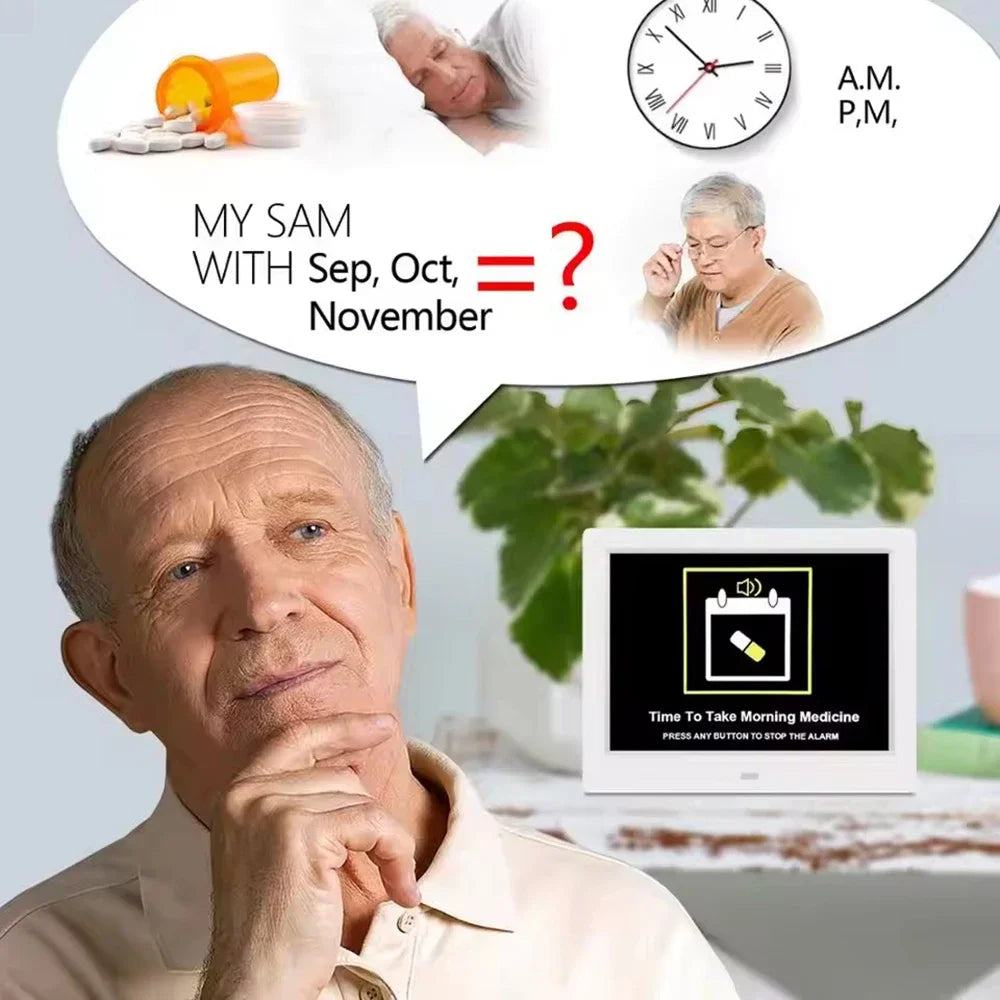 Large Digital Alarms Calendar Clock: Large Display with Customizable Alarms. Useful Medicine Time Reminder for Elderly, Multi-Language