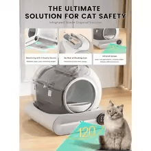 Self Cleaning Cat Litter Box, Features Negative Ion Sterilization and Deodorization, Automatic Cat Litter Box