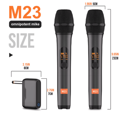 Wireless Microphone System With Rechargeable Receiver - M23 Cordless Handheld Mic System For Church/Party/Speaker/Karaoke Events