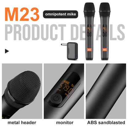 Wireless Microphone System With Rechargeable Receiver - M23 Cordless Handheld Mic System For Church/Party/Speaker/Karaoke Events