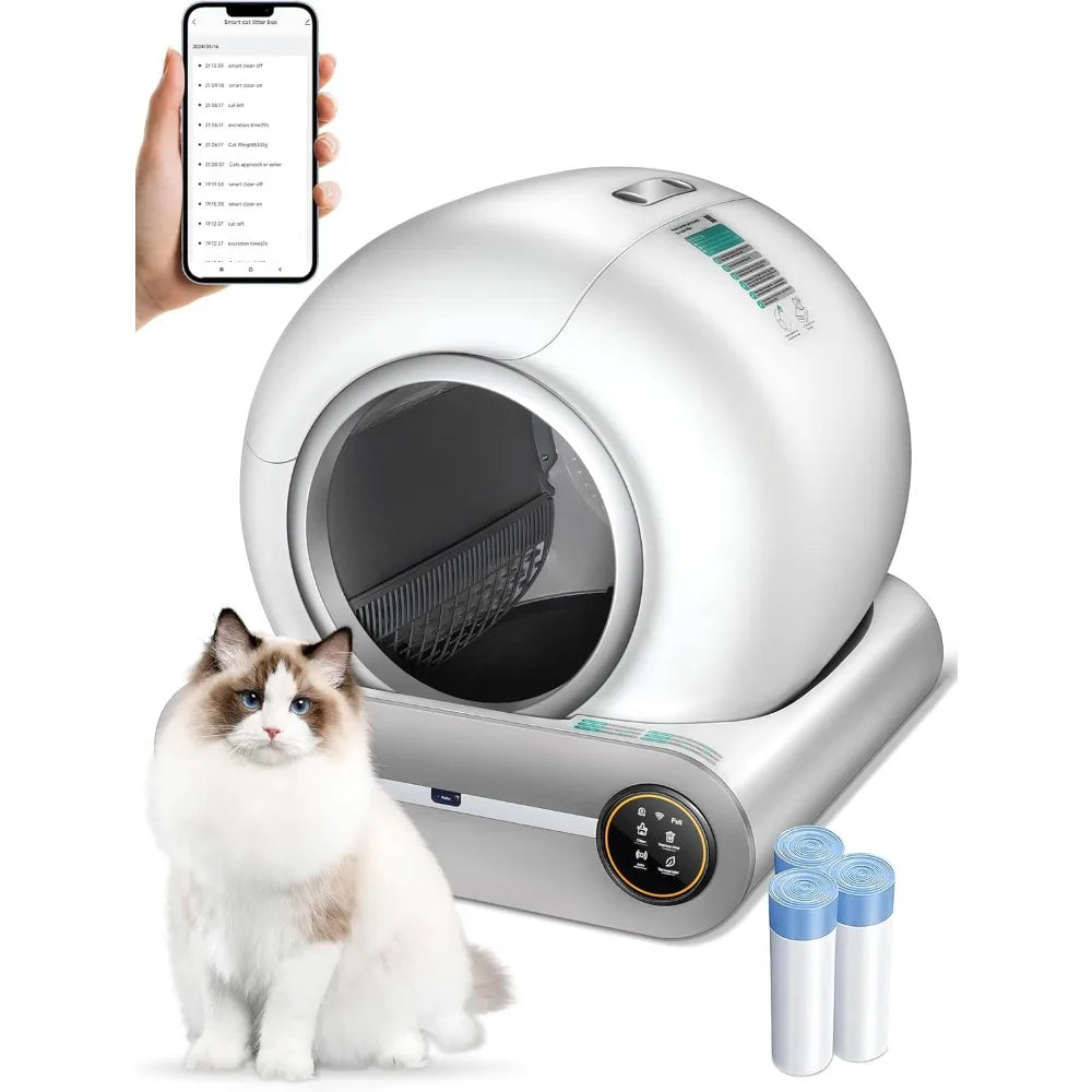 Self Cleaning Cat Litter Box, Features Negative Ion Sterilization and Deodorization, Automatic Cat Litter Box