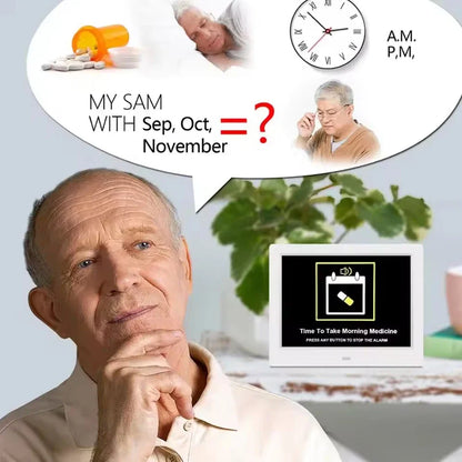 Large Digital Alarms Calendar Clock: Large Display with Customizable Alarms. Useful Medicine Time Reminder for Elderly, Multi-Language 